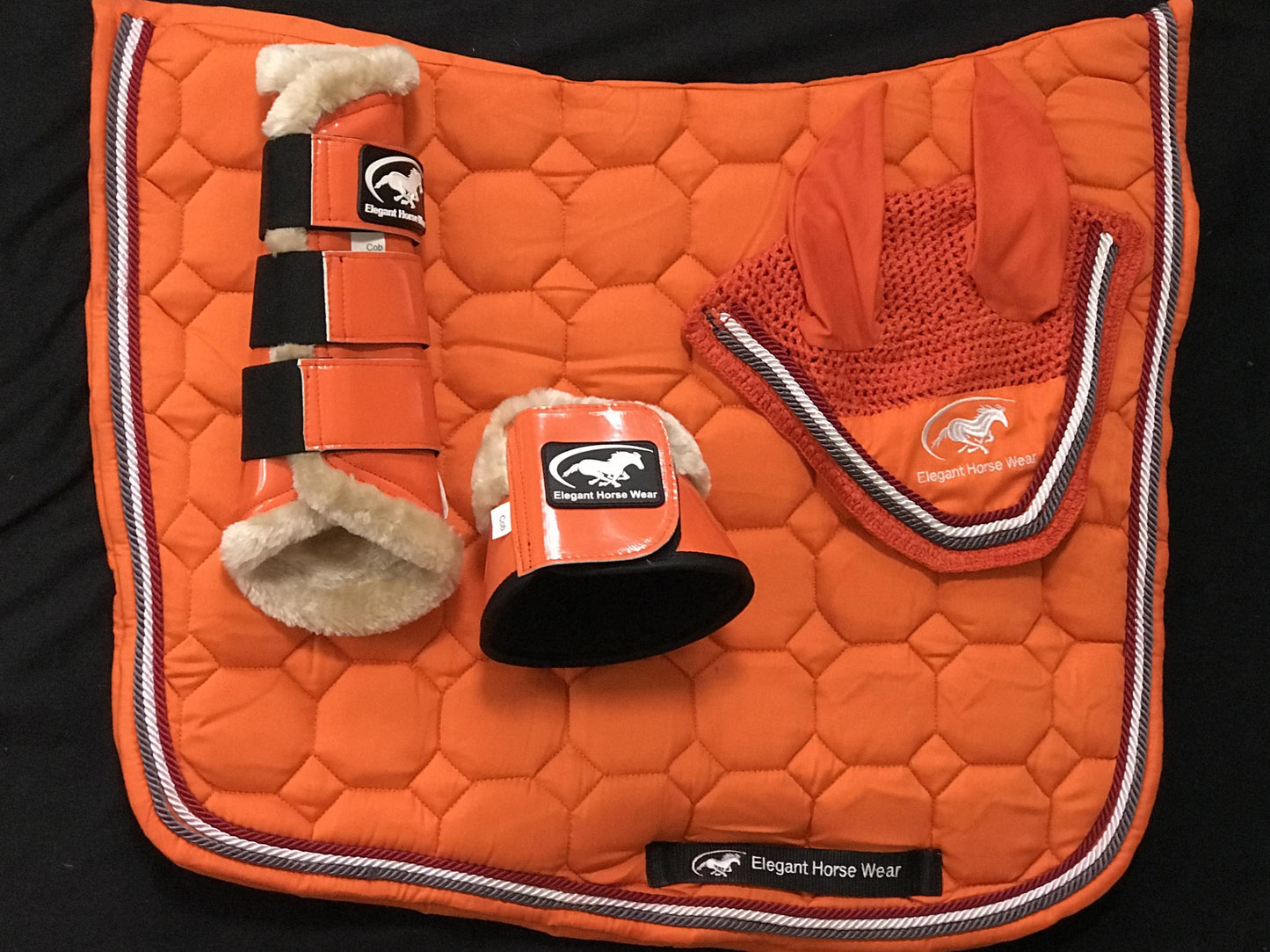 Orange Dressage Sheepskin Set